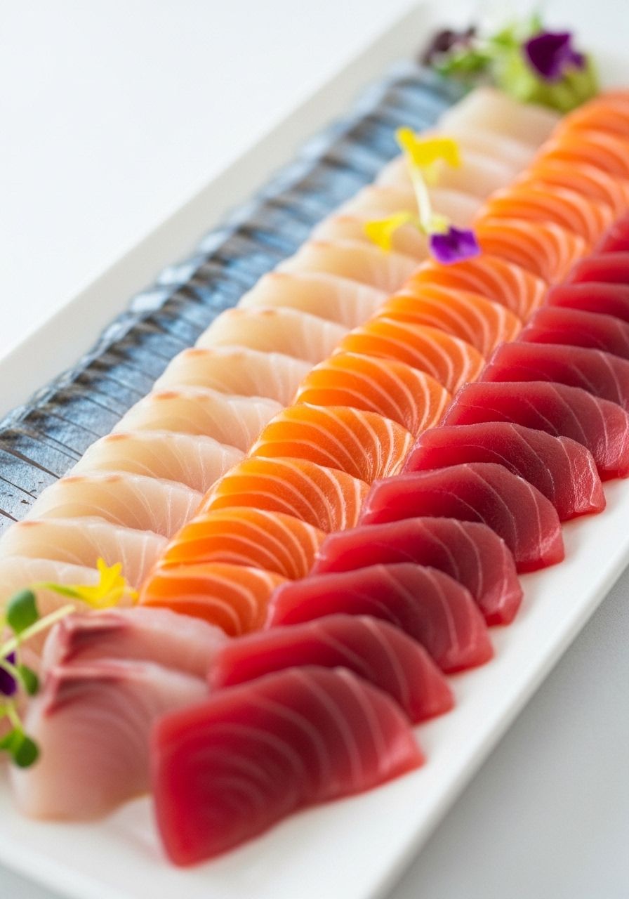 Beautifully arranged sashimi platter