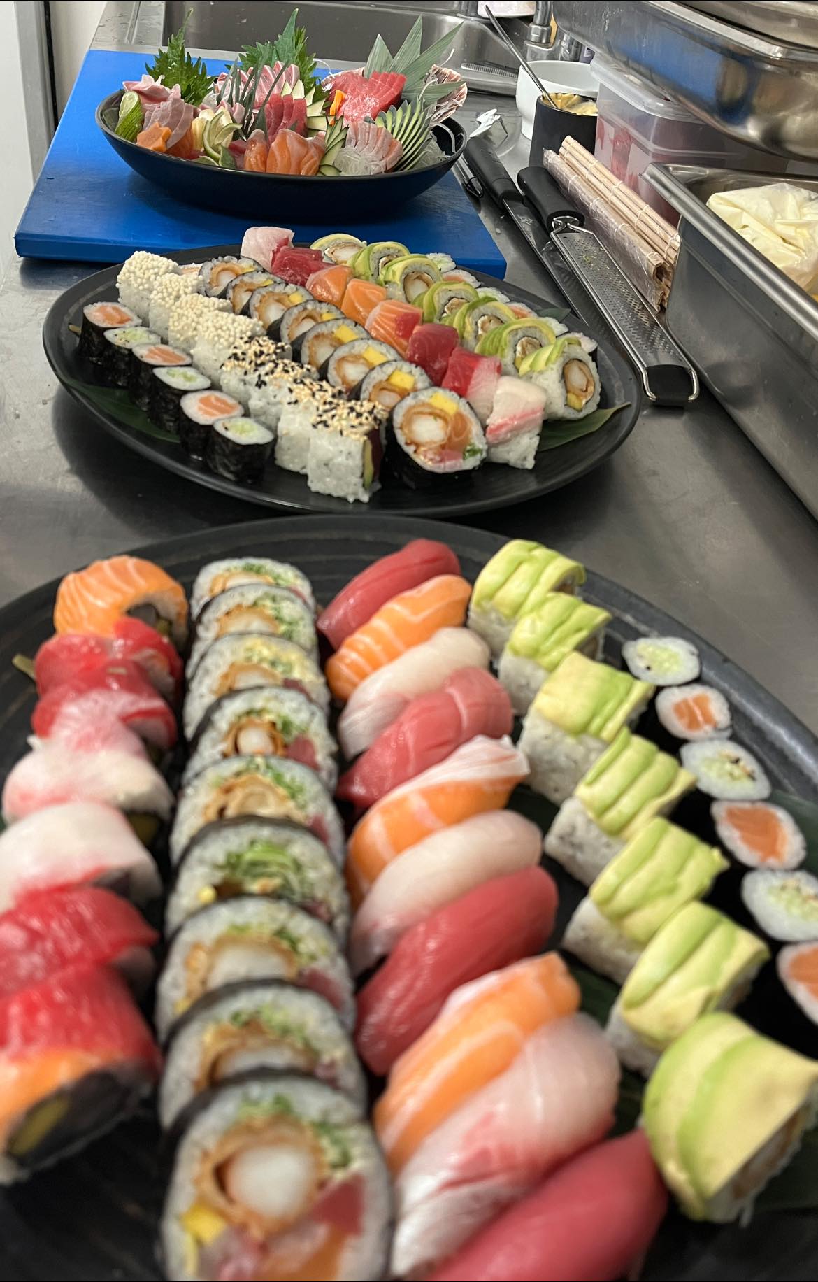 Close-up of perfect nigiri sushi with glistening fish