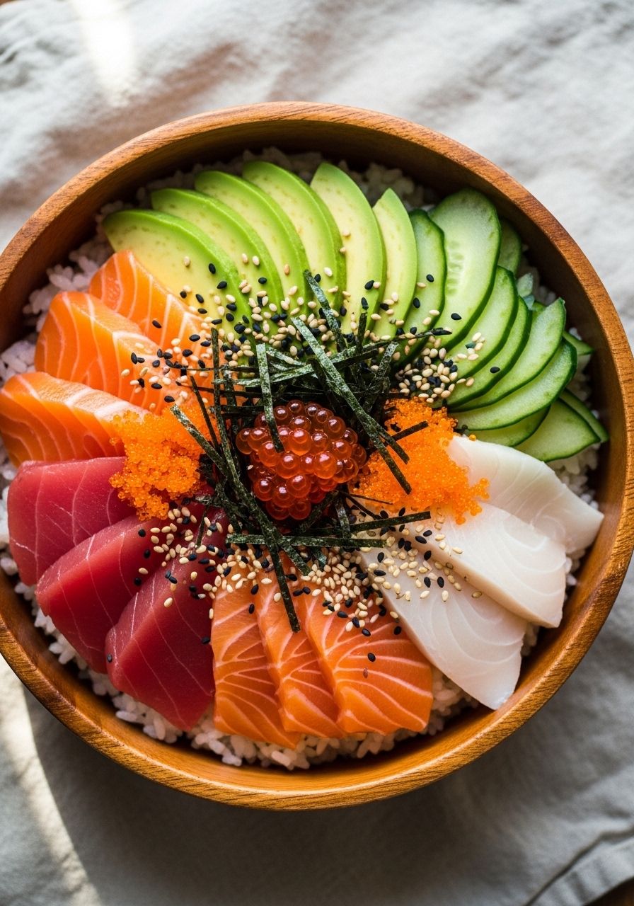 Creative sushi roll with vibrant ingredients