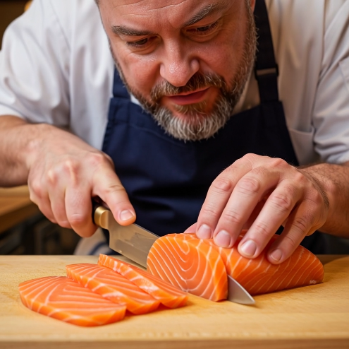 Chef Doug preparing sushi with precision
